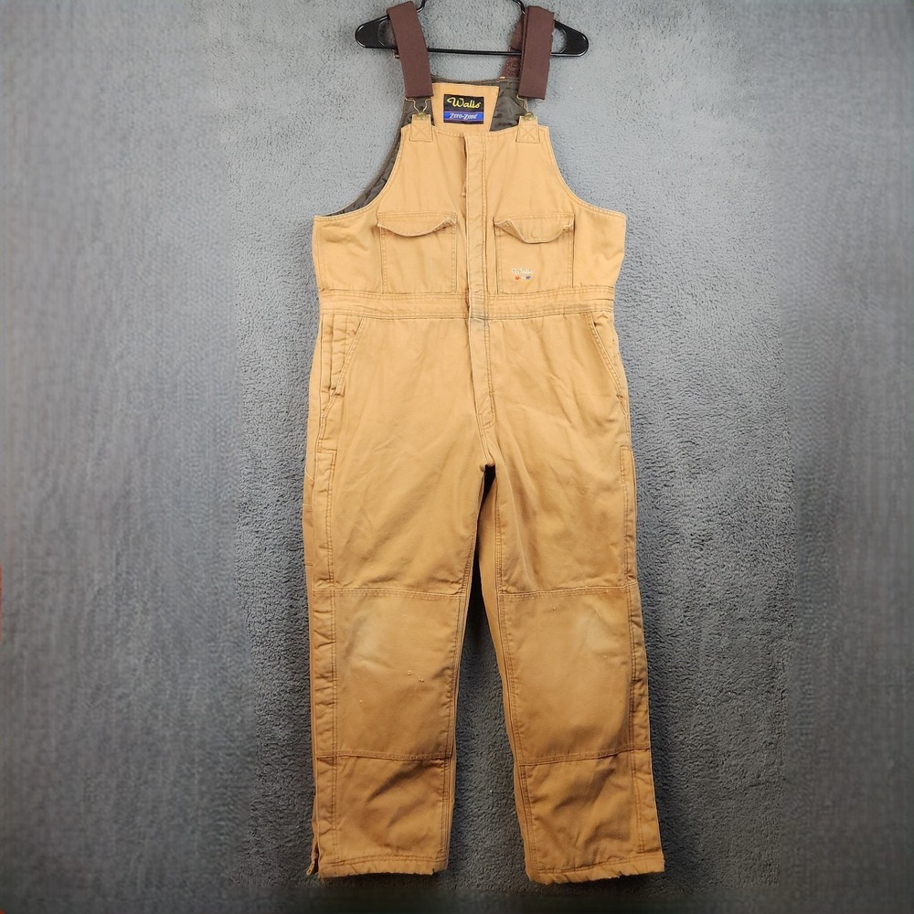 Walls Workwear Insulated Bib Overalls 44x30 XL Duck Canvas Zero Zone Outdoors